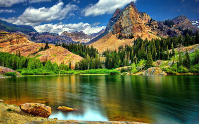 

Natural Scene of Mountain near lake Poster Paper Print(12 inch X 18 inch, Rolled)