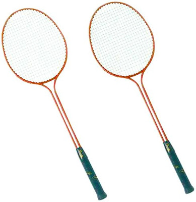 

Prime Sports Set of 2 Double Rod Badminton Racket - Ideal for Kids - Lightweight Orange Strung Badminton Racquet(G6 - 2.75 Inches, 270 g)