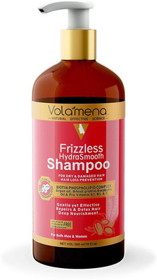 

Volamena Frizzless HydraSmooth Shampoo- 300ml Infused with Argan oil, Wheat Protein, Biotin, Pro-vitamin B5, B3, E (No Sulphate & Parabens, pH Balanced)(300 ml)
