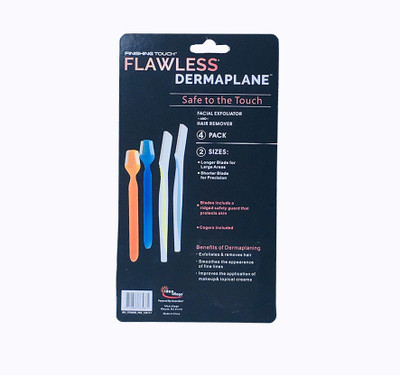

Hojo Set of 4 Flawless DermaPlane Facial Exfoliator and Hair Remover brighter and smoother the skin remains smooth soft and luminous