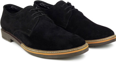 

Dockstreet Ripley Series Genuine Suede Leather Derby Shoes Brogues For Men(Black