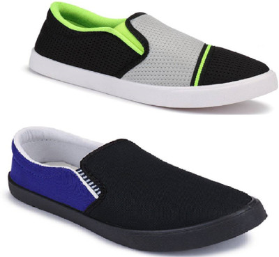 

Vocabulary Combo Shoes Loafers 2 Pairs Canvas Shoes For Men(Multicolor