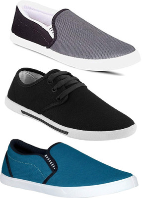 

Pexlo Combo Pack of 3 Casual Shoes Sneakers For Men(Multicolor, Grey & black & blue