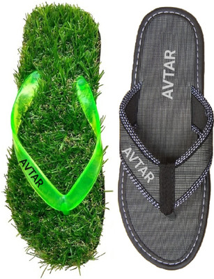 

avtar COMBO OF AVTAR GRASS & SPECIAL HAND MADE SLIPPER Flip Flops, Multicolor