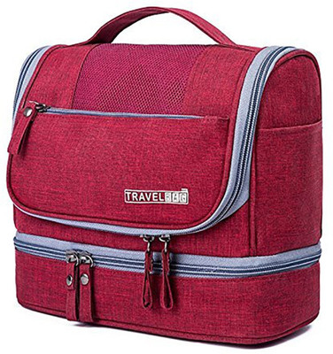 

ShopyBucket Travel Hanging Accessories Toiletry Kit with Dry and Wet Separation 2-layer Design Organizer Small Travel Bag - Large(Red)