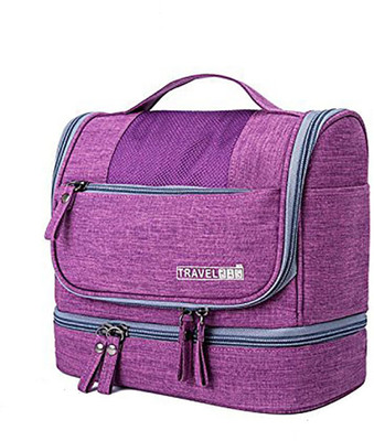 

ShopyBucket Travel Hanging Accessories Toiletry Kit with Dry and Wet Separation 2-layer Design Organizer Small Travel Bag - Large(Purple)