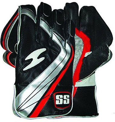 

SS Aerolite Wicket Keeping Gloves (Men, Black, Silver, Red), Black;red;silver