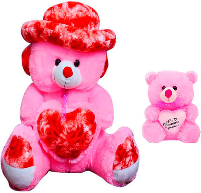 

ATTRACTIVE 4 Feet Sitting Teddy Bear With 1 Feet Small Heart Teddy - 115 cm(Pink)