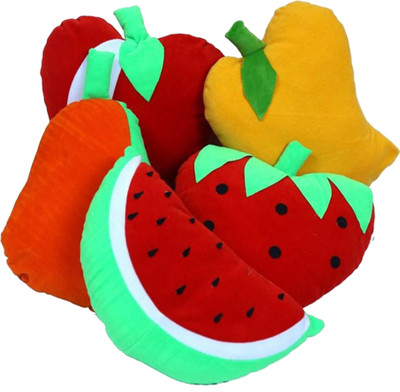 

Vinayaka Fab Soft Toy Cushions Fruit Shape (Set Of 5 Different Fruits) Velvet Material with Fiber Filling - 35 cm(Multicolor)
