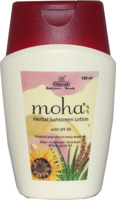 

Moha Aloe, Sunflower, Rice bran & Wheat Germ Oil Herbal Sunscreen Lotion - SPF 50 PA++++(100 ml)
