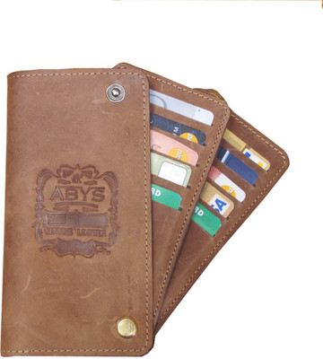 

ABYS Genuine Leather Long Card Holder//Travel Wallet//Card Case for Men & Women(Tan)
