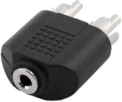 Gtd Essentials TV-out Cable 2 RCA Male to 3.5 mm Aux Stereo Female Jack Connector Convered(Black, For Home Theater)