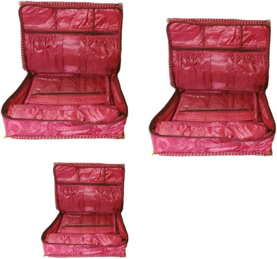 

shivanshshine Set Of 3 Pc Necklace Bangle Locker Cosmetic Storage Vanity Bag (Maroon) Vanity Bag Vanity Box(Maroon)