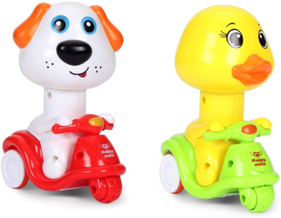 

DINAARKAN COMBO OF PRESS & GO MOTO ANIMAL DOG & DUCK ON SCOOTER TOY FOR TODDLERS(Red, White, Yellow, Green), Green;red;white;yellow
