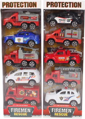 

Planet of Toys Pullback Fire Engine Series of 10 Cars(Multicolor)