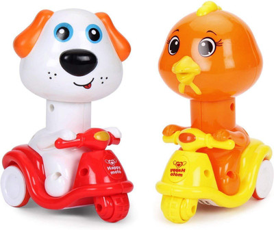 

DINAARKAN COMBO OF PRESS & GO MOTO ANIMAL DOG & BIRD ON SCOOTER TOY FOR TODDLERS(Red, White, Yellow, Orange), Orange;red;white;yellow