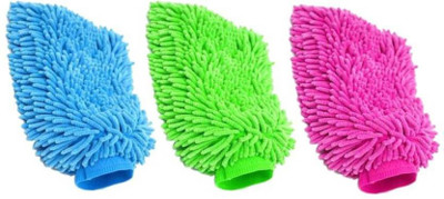 Zoby Microfiber Vehicle Washing  Hand Glove(Pack Of 3)