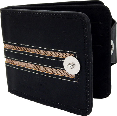 

Bovi'S Men Black Artificial Leather, Fabric Wallet(10 Card Slots)