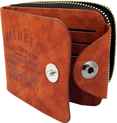 

Teenage Men Orange Artificial Leather, Fabric Wallet(7 Card Slots)