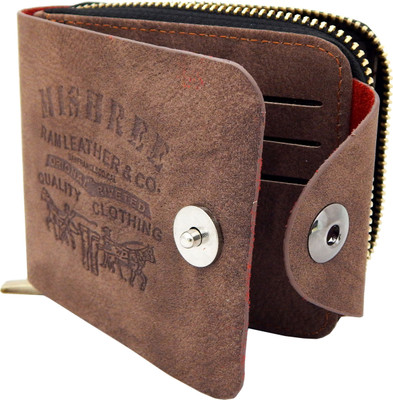 

Teenage Men Brown Artificial Leather, Fabric Wallet(7 Card Slots)