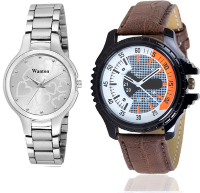 

Wanton White color official stylish women watch with Brown eye catcher design combo couple watch Exclusive collection watches Watch - For Boys & Girls