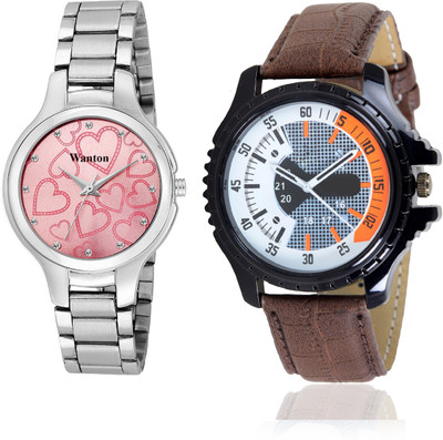 

Wanton Pink color official stylish women watch with Brown eye catcher design combo couple watch Exclusive collection watches Watch - For Boys & Girls