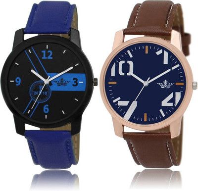 

LOREM LD01-03 Blue and Brown Stylish Leather SR-Designer Watch - For Men & Women
