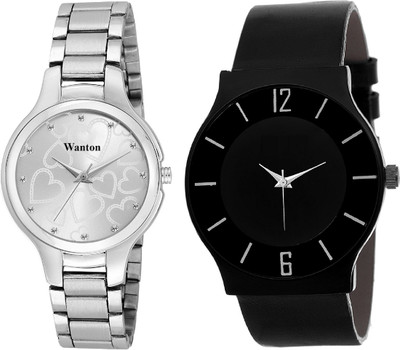 

Wanton White color official stylish women watch with black color professional and atylish fashion watch commbo couple watch Exclusive collection watches Watch - For Boys & Girls