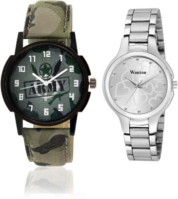 

Wanton White color official stylish women watch with green army militiry pattern stylish watch combo couple watch Exclusive collection watches Watch - For Boys & Girls
