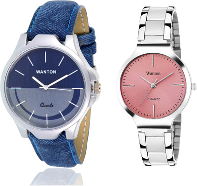 

Wanton pink steel belt stylish and fancy watch with Brown chronograph pattern stylish combo couple watch Exclusive collection watches Watch - For Boys & Girls