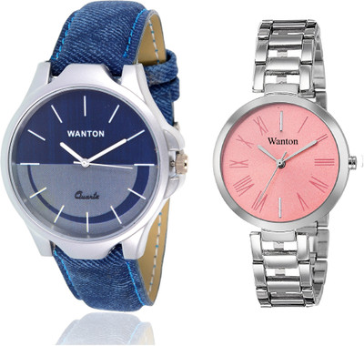 

Wanton pink steel strap profesional and stylish attractive dial watch with Brown chronograph pattern stylish combo couple watch Exclusive collection watches Watch - For Boys & Girls