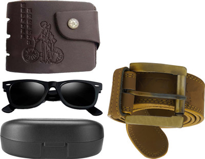 

Peacock Mundkar Wallet, Belt Combo(Black, Yellow)