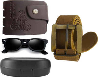 

Peacock Mundkar Wallet, Belt Combo(Black, Yellow)