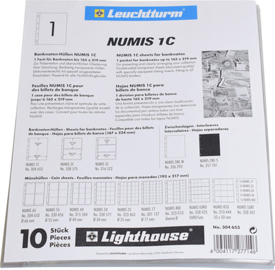 

Lighthouse Coin Sheets NUMIS - 1 pocket for coin sets