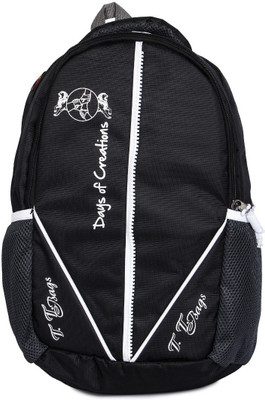 

TT Bags Backpack for Boys and Girls with Rain Cover - Black 20 L Backpack(Black)