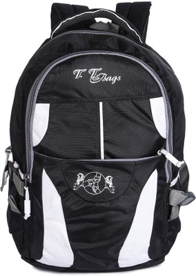 

TT Bags Backpack for Boys and Girls with Rain Cover - Black 20 L Backpack(Black, White)