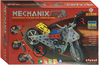

Zephyr Motor Bikes 1 14 Models Metallic Parts and screws Metal Bikes construct with different designs for 7 years and above (152 Pcs)(Multicolor)