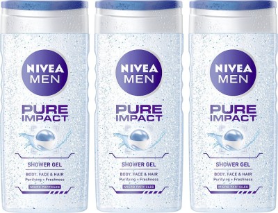 NIVEA MEN Pure Impact Shower Gel - Pack of 3  (3 x 250 ml)
