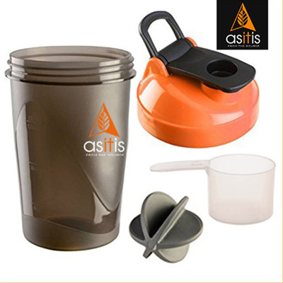 

AS-IT-IS Nutrition Protein Shaker Bottle with Scoop (30g) & Mixer Ball 400 ml Shaker(Pack of 1, Multicolor), Orange
