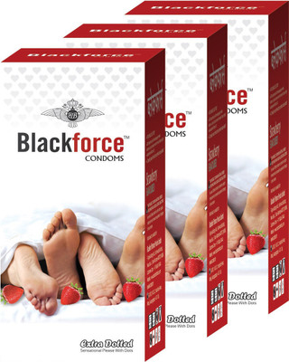 

Black Force Combo 3box Strawberry Flavour Extra dotted Condom (60Pieces) Condom(Set of 3, 60S)