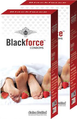 

Black Force Combo 2box Strawberry Flavour Extra dotted Condom (40Pieces) Condom(Set of 2, 40S)
