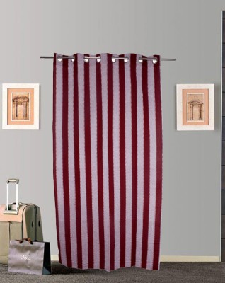 Tidy 195 cm (6 ft) Cotton Window Curtain Single Curtain(Striped, Brown)