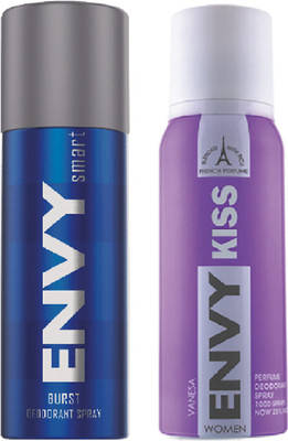 

ENVY SMART BURST & KISS Deodorant Spray - For Men(255 ml, Pack of 2)