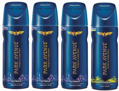 

Park Avenue STORM AND TRANQUIL Deodorant Spray - For Men(520 ml, Pack of 4)