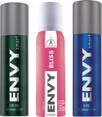 

envy SMART BURST,EXPLODE,BLISS Deodorant Spray - For Men & Women(390 ml, Pack of 3)
