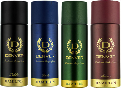 

Denver Caliber & Pride & Hamilton & Honour Pack Of 4 Deodorant Spray - For Men(660 ml, Pack of 4)
