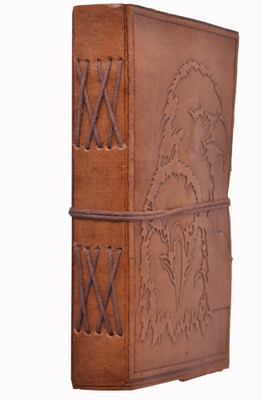 Purpledip Leather Journal (Diary Notebook) 'Majestic Hawk': Handmade Paper In Leather Cover For Corporate Gift or Personal Memoir Regular Diary Unruled 200 Pages(Brown)