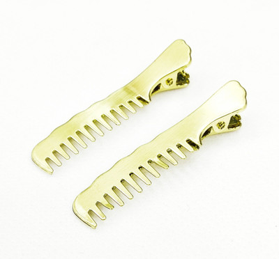 

fairytale metal comb alligator hair clips (set of 2 pcs) size approx 5.8 x 1mm Hair Clip(Gold)