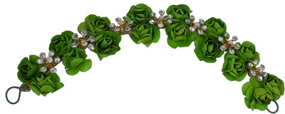 Majik Hair Gajra For Girls Party Use, Green Bun(Green)