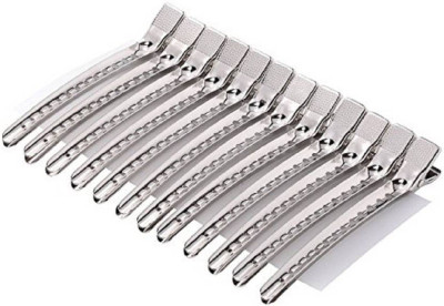 

Fully Best Quality 12 Pcs Duck Hair Clips, Salon Use Hair Styling Sections Clips For Women, Silver Hair Clip(Silver)